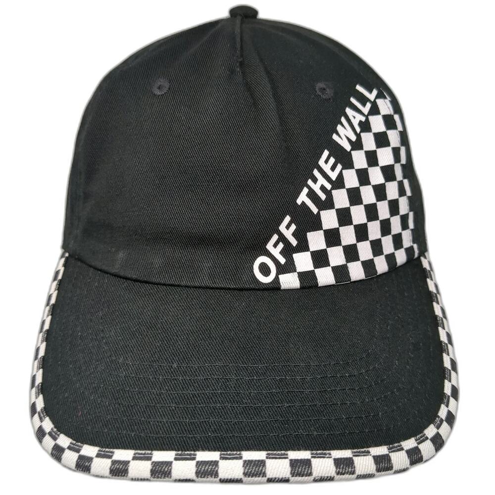 Vans 5 Panel Black One Size Hat Checkered Off The Wall Graphic Slideback